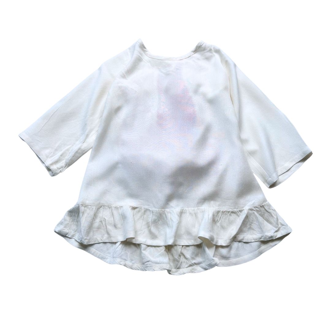 SUNDRESS - Robe blance avec pompons roses dans le dos roses - 2 ans