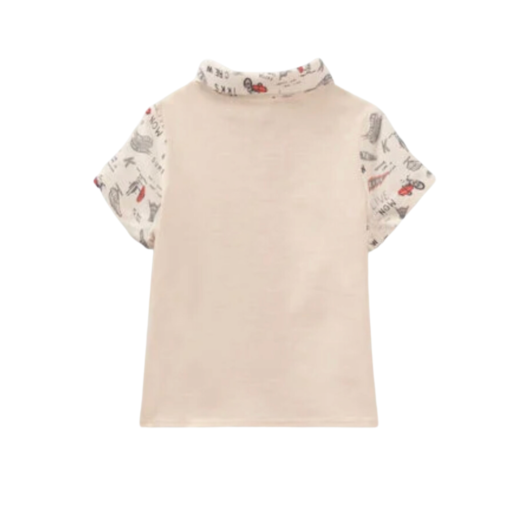 IKKS - Rockbeige Zwei-Material-Shirt - 18 Monate