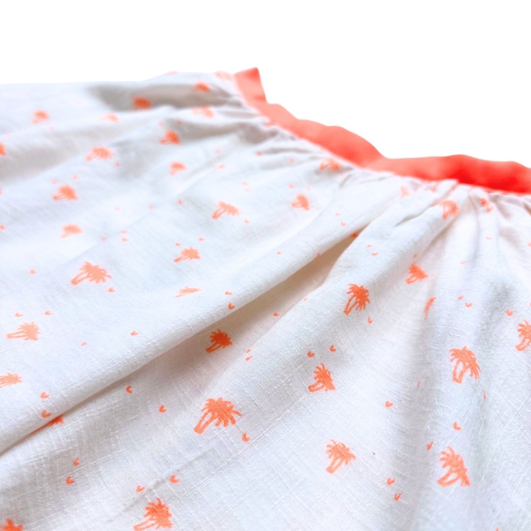 LOUISE MISHA - Jupe blanche avec palmiers imprimés roses - 4 ans