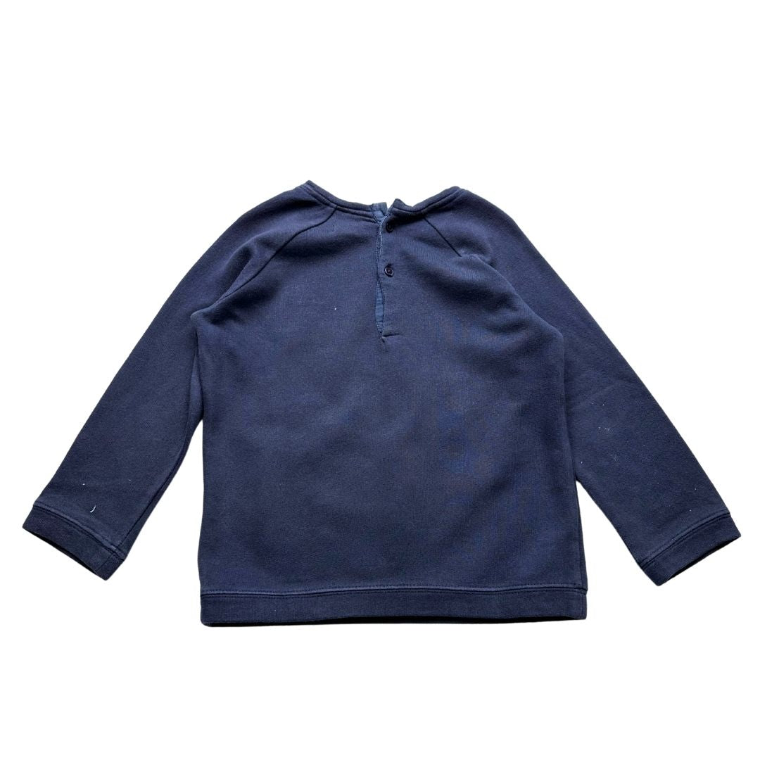 LOUISE MISHA - Navy blue sweatshirt with embroidered flowers - 4 years