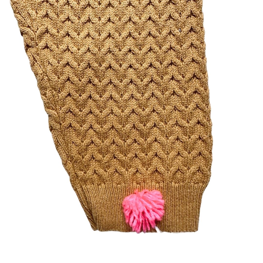 LOUISE MISHA - Legging moutarde effet tricot avec ponpons roses - 7 ans
