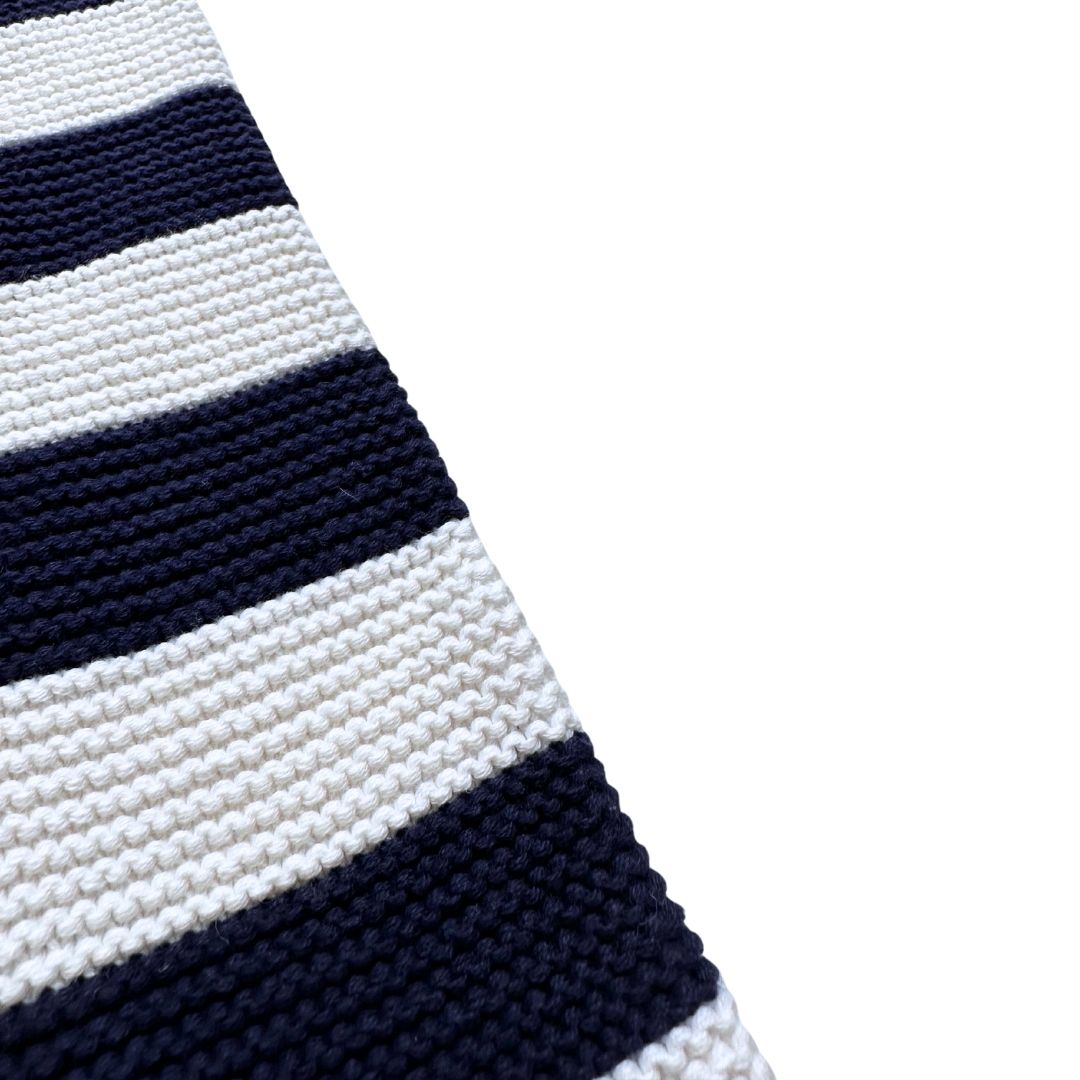 CADET ROUSSELLE - Navy blue and white striped cardigan - 4 years