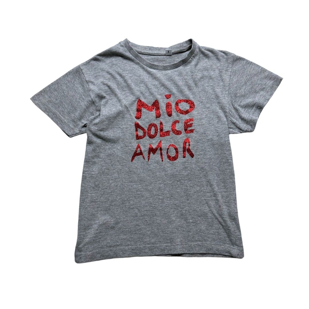 VINTAGE - T-shirt gris "Mio dolce amor" - 6 ans