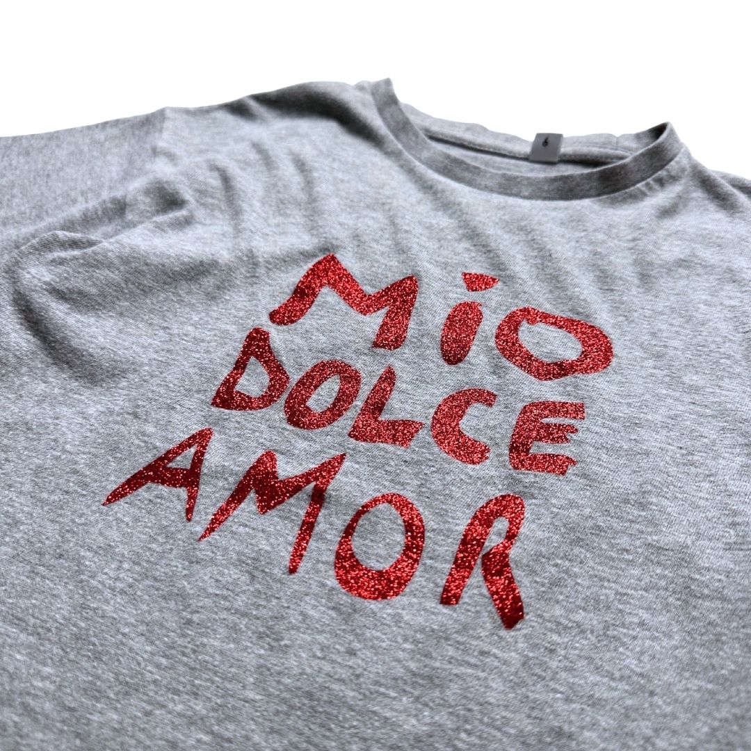 VINTAGE - T-shirt gris "Mio dolce amor" - 6 ans