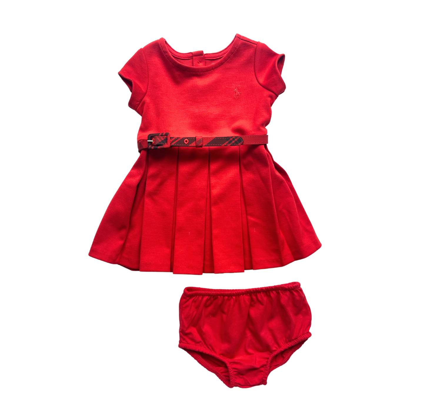 RALPH LAUREN - Ensemble robe et bloomer rouges - 6 mois