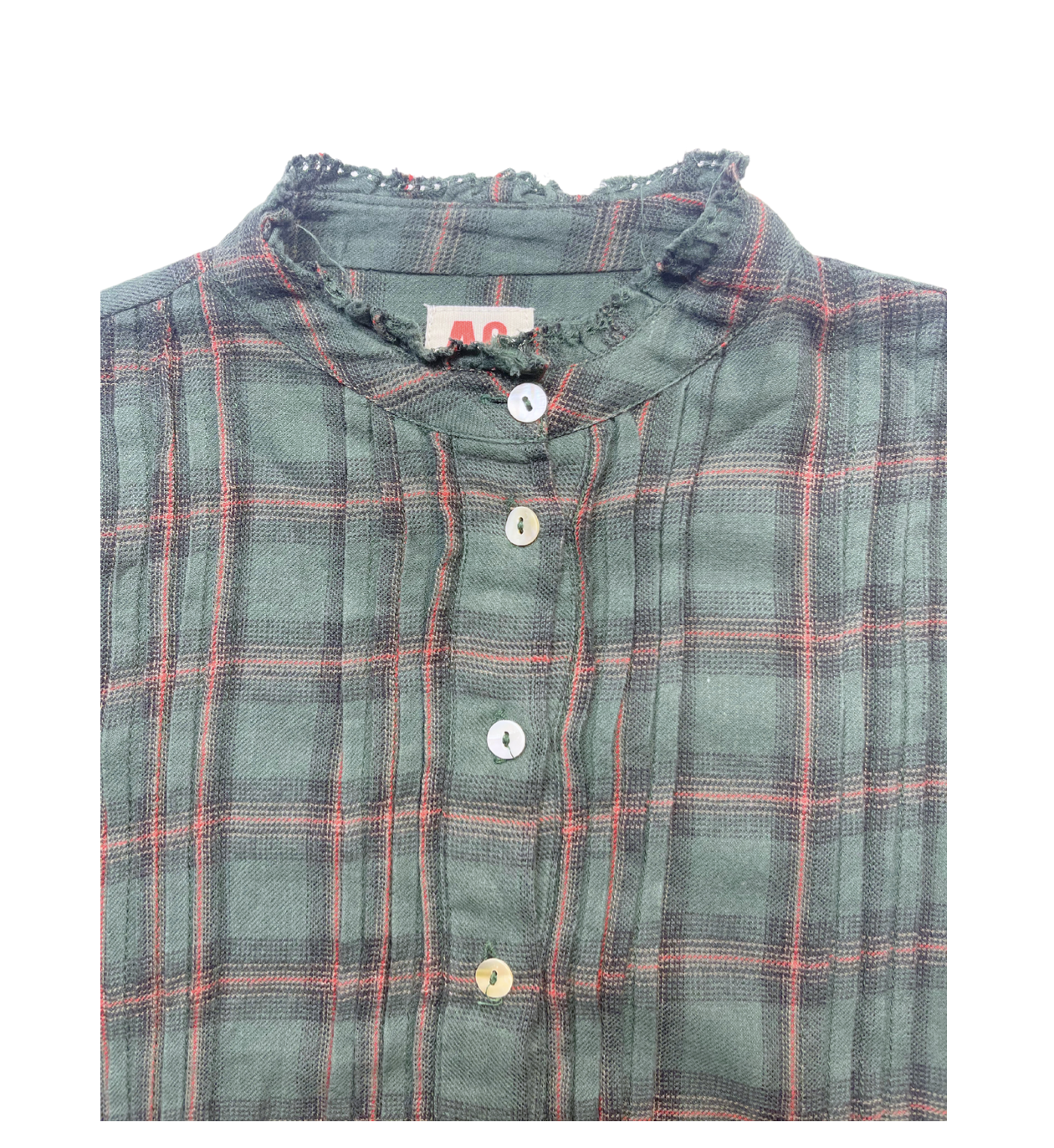 AO76 - Robe chemise à carreaux verte - 6 ans