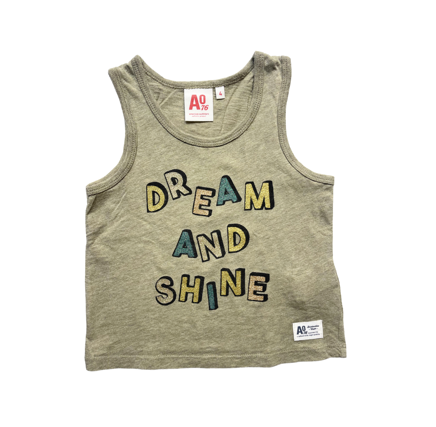 AO76 - Débardeur kaki « Dream and shine » - 4 ans