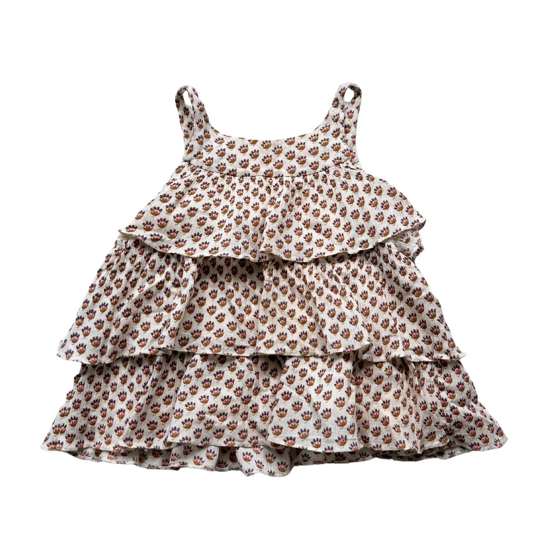 BONPOINT - Débardeur crème à volants et fleurs 3 ans