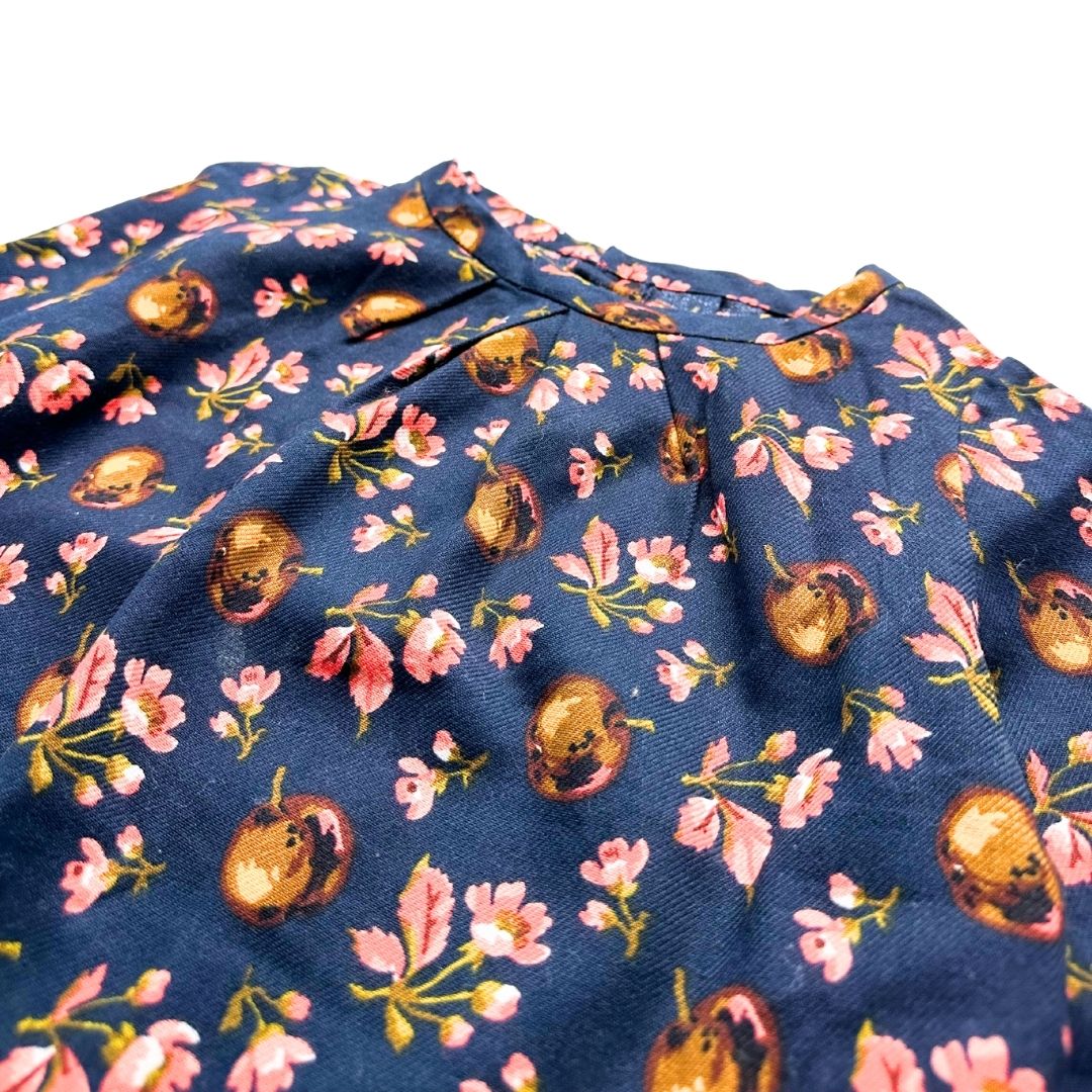 BONPOINT - Blouse bleu marine à fleurs roses- 8 ans