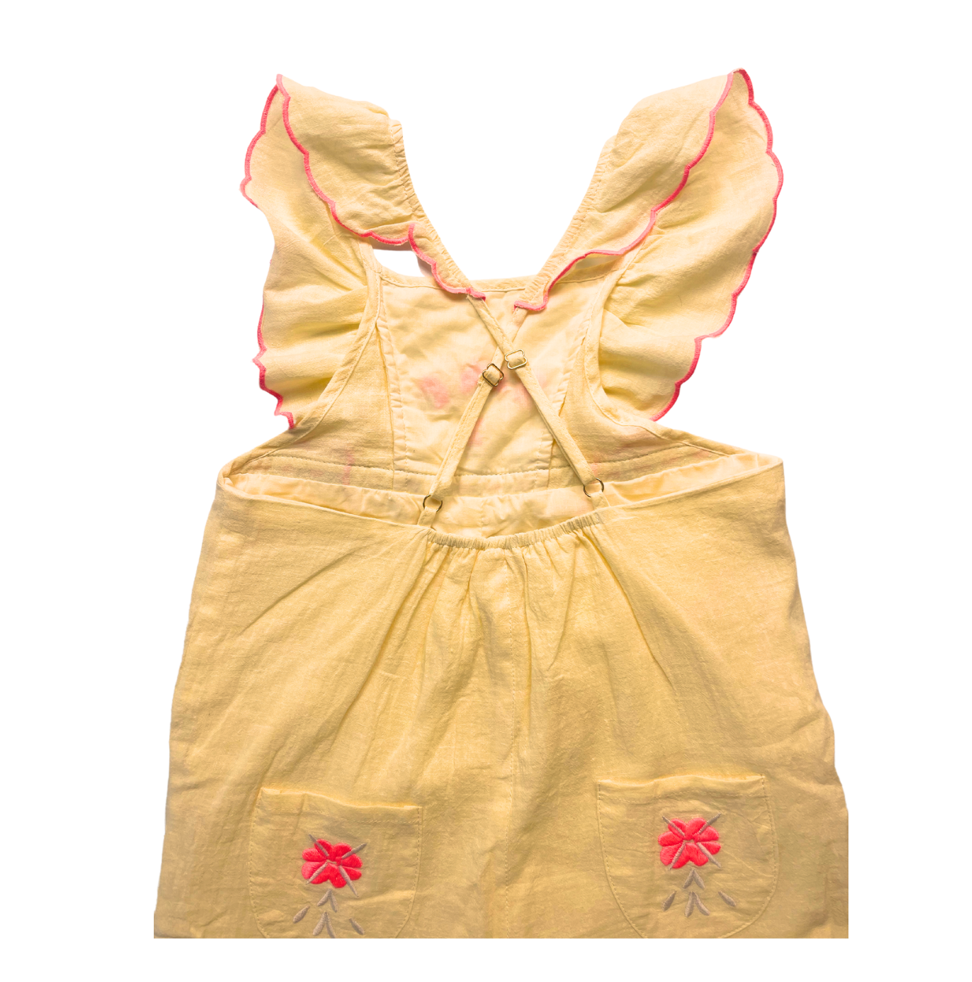 LOUISE MISHA - Salopette jaune en coton à broderies - 8 ans