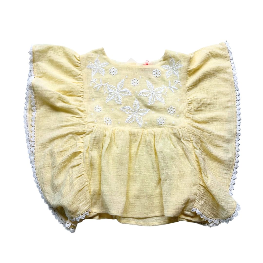 LOUISE MISHA - Top jaune neuf avec broderies blanches - 6 ans