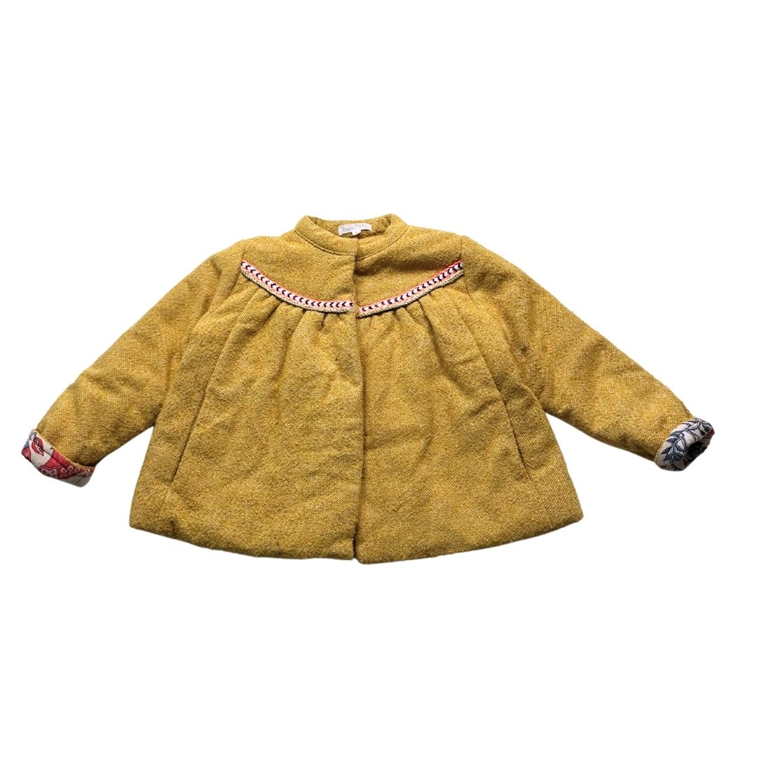 LOUISE MISHA - Manteau jaune avec broderies - 6 ans