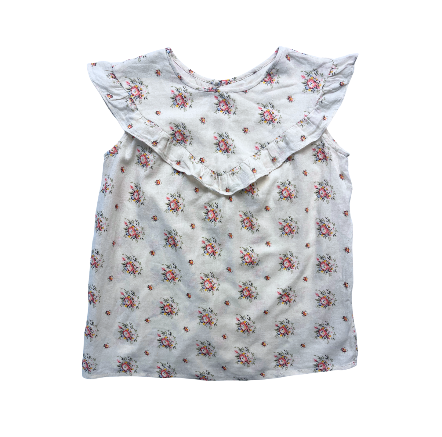 BONPOINT - Top blanc en coton à fleurs - 8 ans