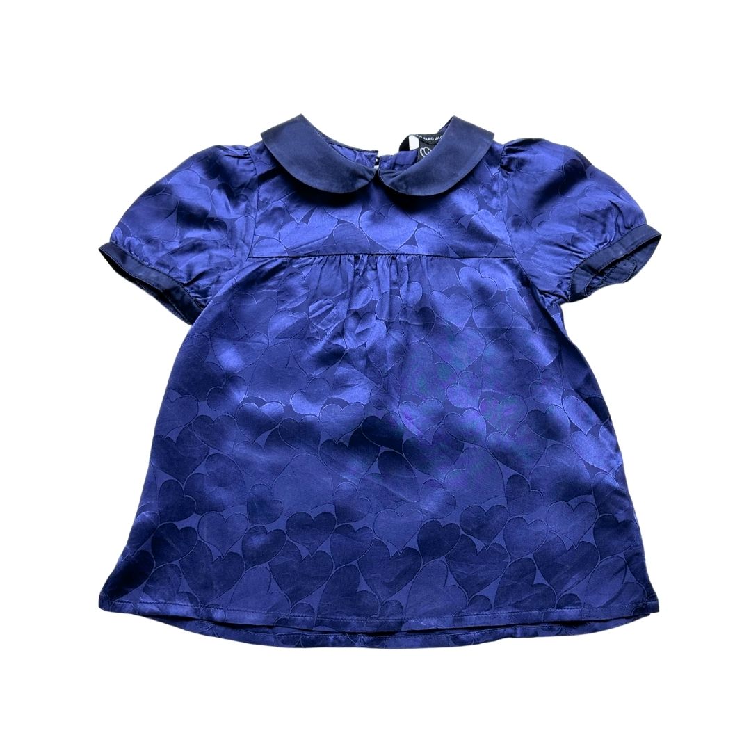 MARC JACOBS - Blouse bleue en soie avec coeurs - 4 ans
