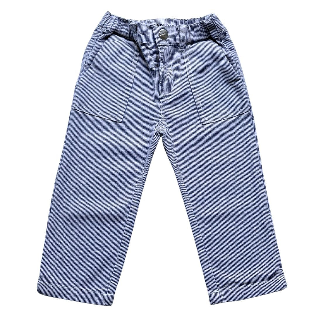 JACADI - Pantalon bleu et blanc à rayures - 18 mois