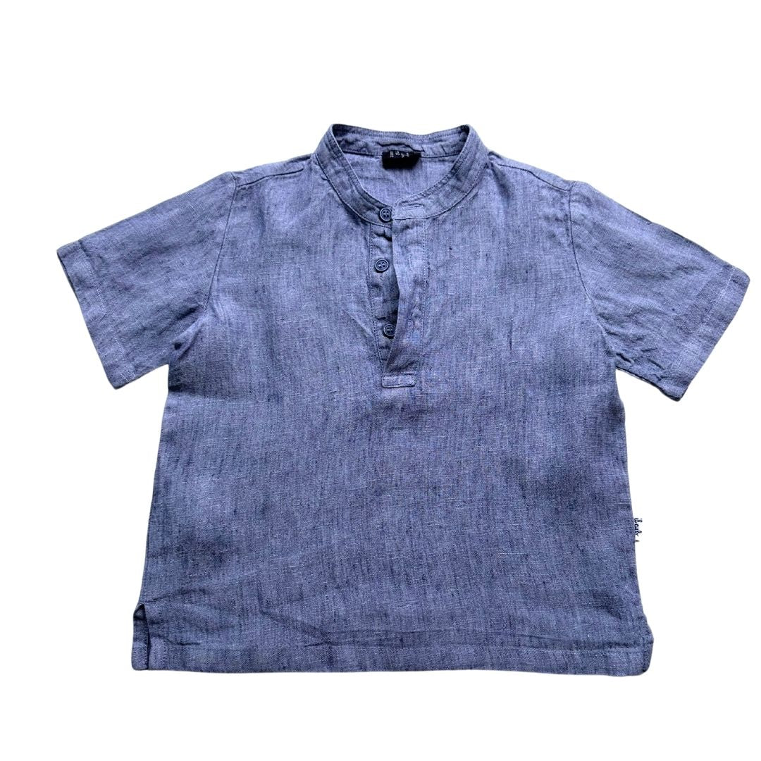 IL GUFO - T-shirt en lin bleu - 2 ans