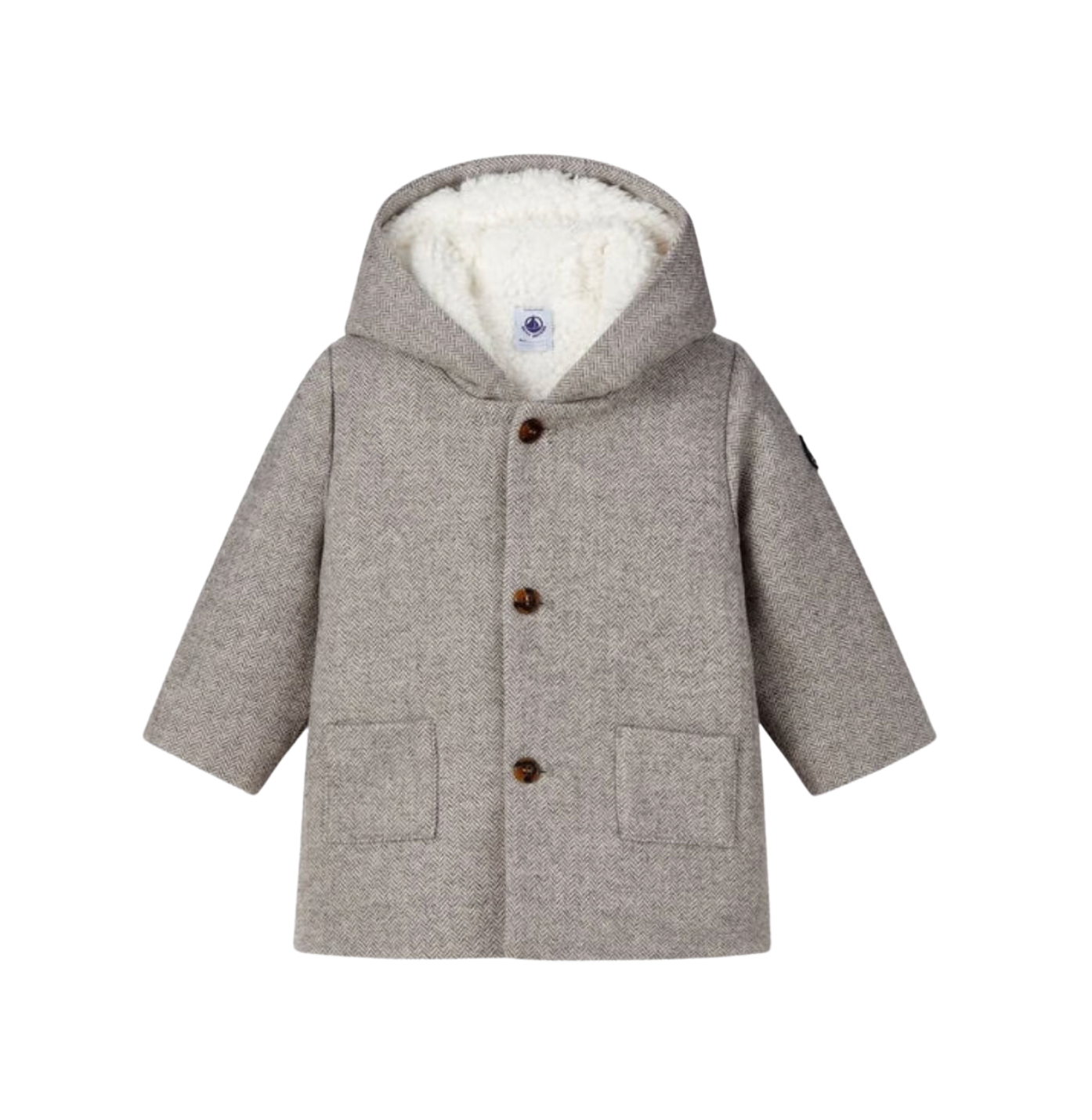 PETIT BATEAU - Manteau gris en laine - 12 mois