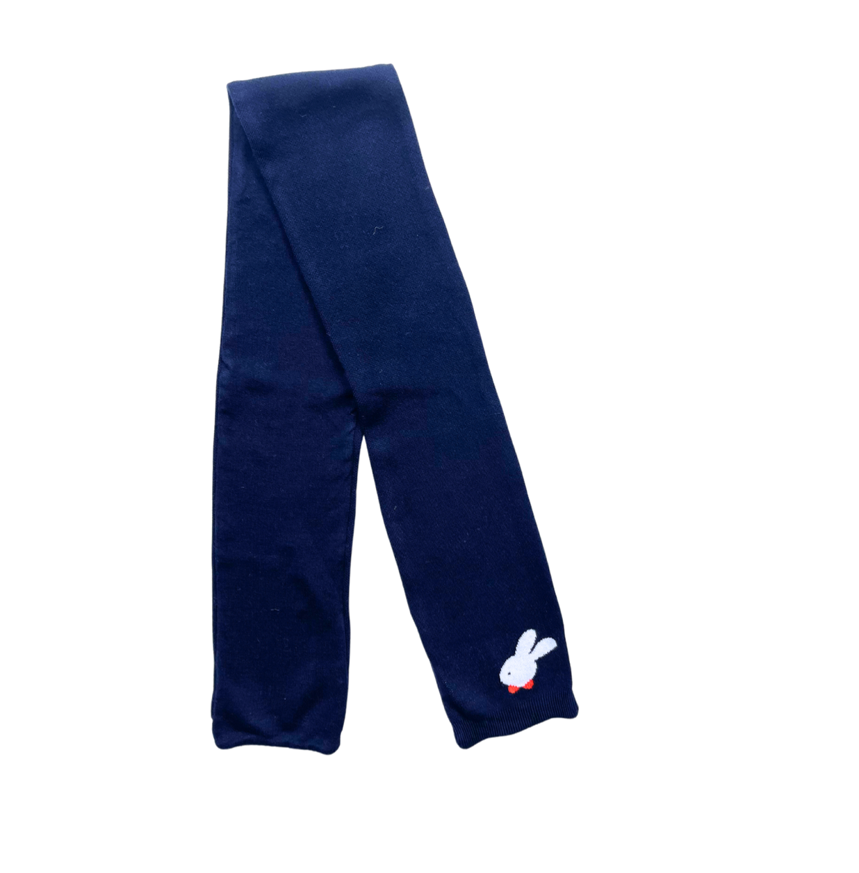 VINTAGE - Echarpe bleu marine petit lapin blanc - Taille unique