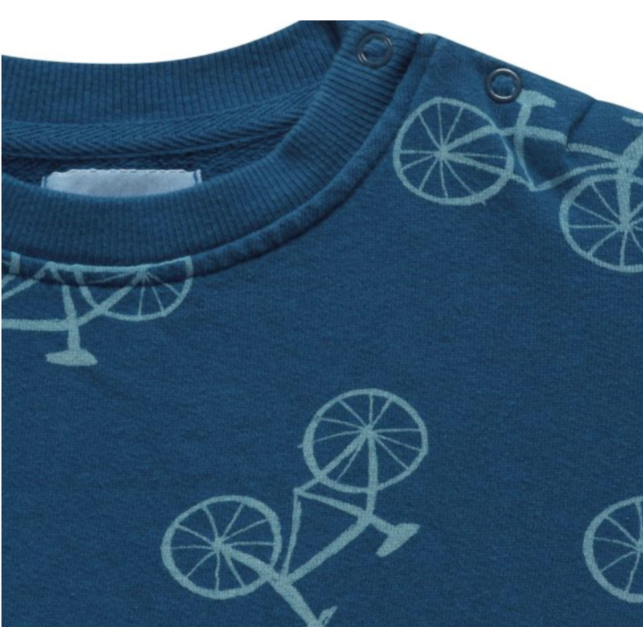 BOBO CHOSES - Sweat en coton bleu marine motif bicyclettes - 12/18 mois
