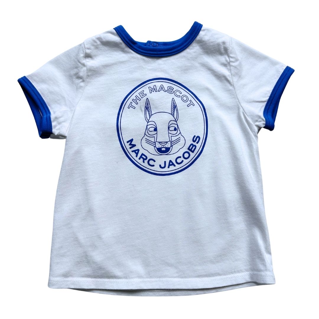THE MARC JACOBS - T-shirt blanc et bleu « The mascot Marc Jacobs » - 12 mois