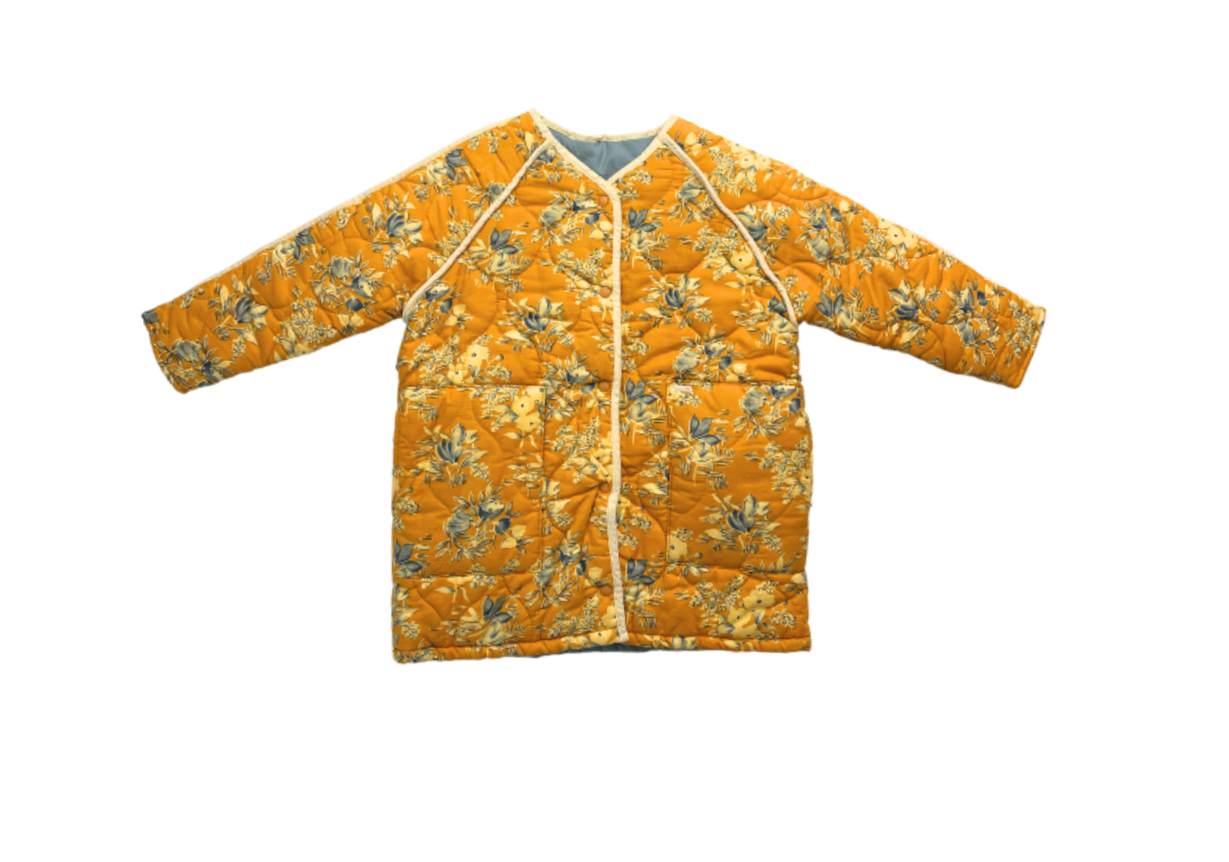 TAMBERE - Veste kimono matelassée jaune à fleurs (neuve) - 8 ans