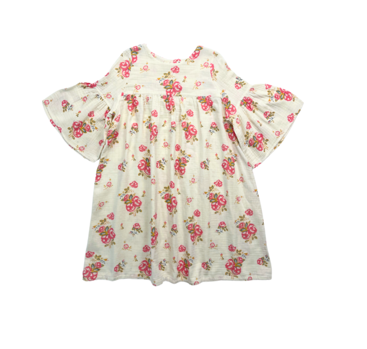 RISU RISU - Robe blanche à fleurs en coton - 8 ans
