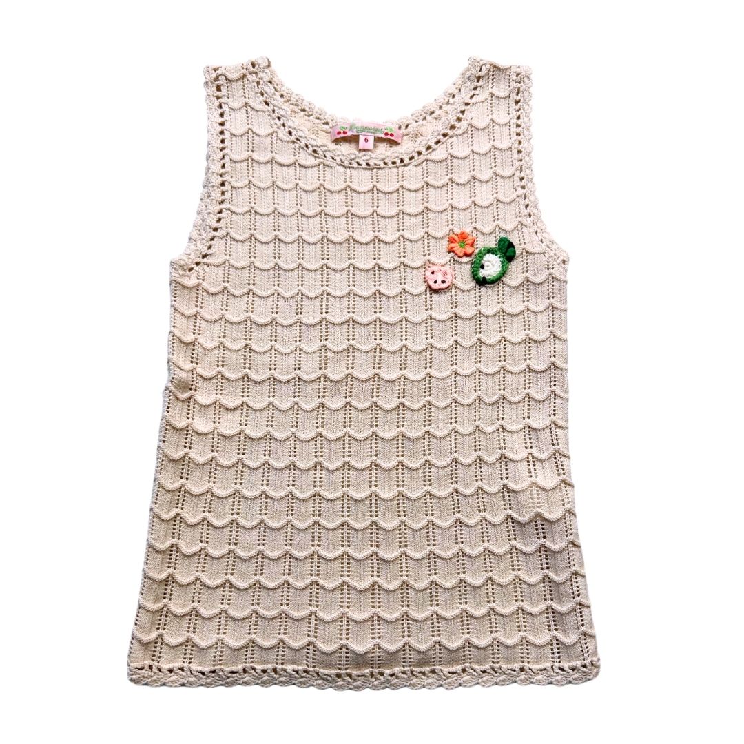 BONPOINT - T-shirt crème en crochet avec détails - 6 ans