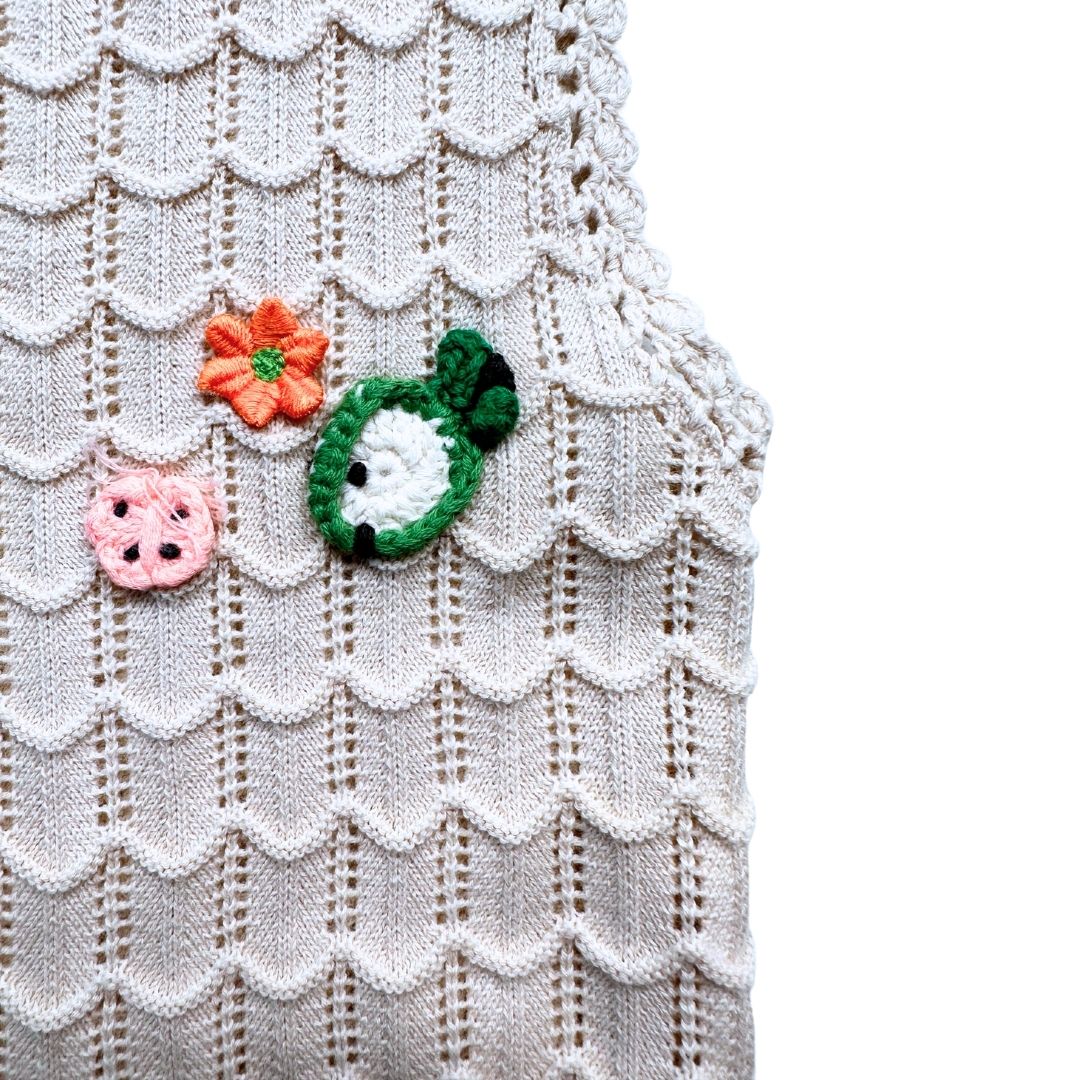 BONPOINT - Cremefarbenes Häkel-T-Shirt mit Details - 6 Jahre