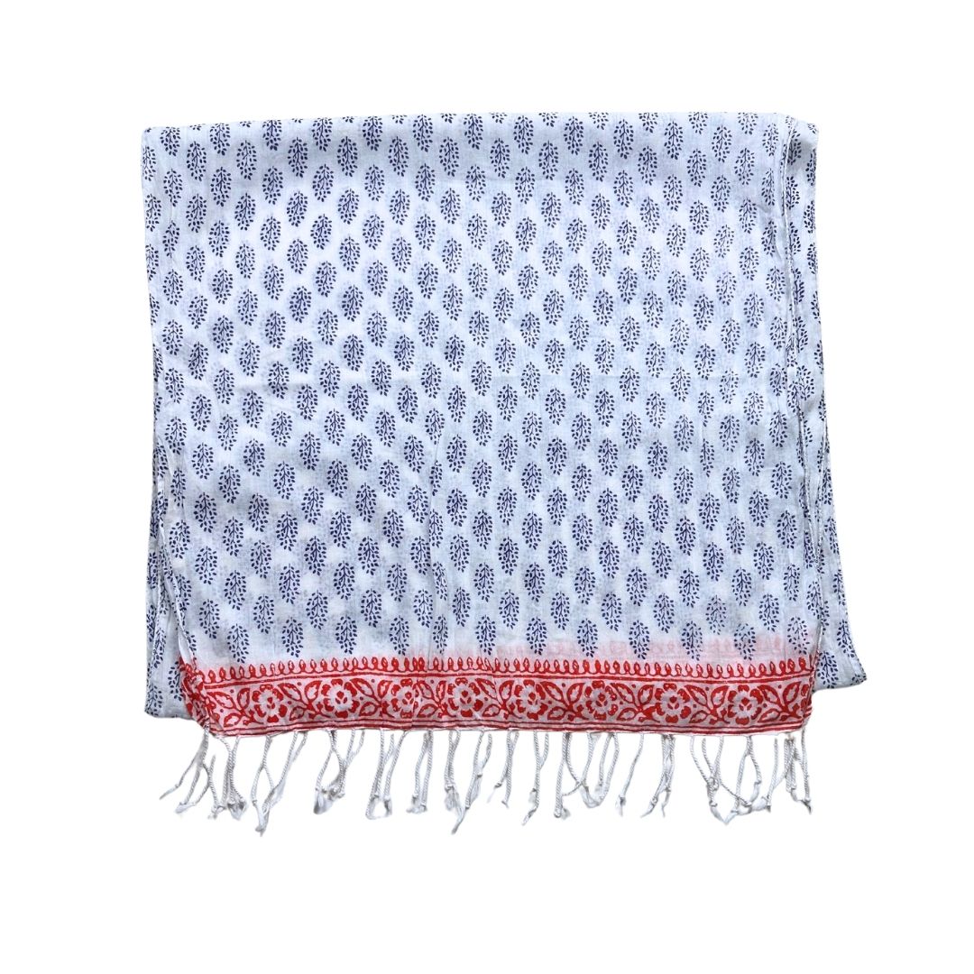 HARTFORD - Foulard blanc à motifs bleus et rouges - Taille unique
