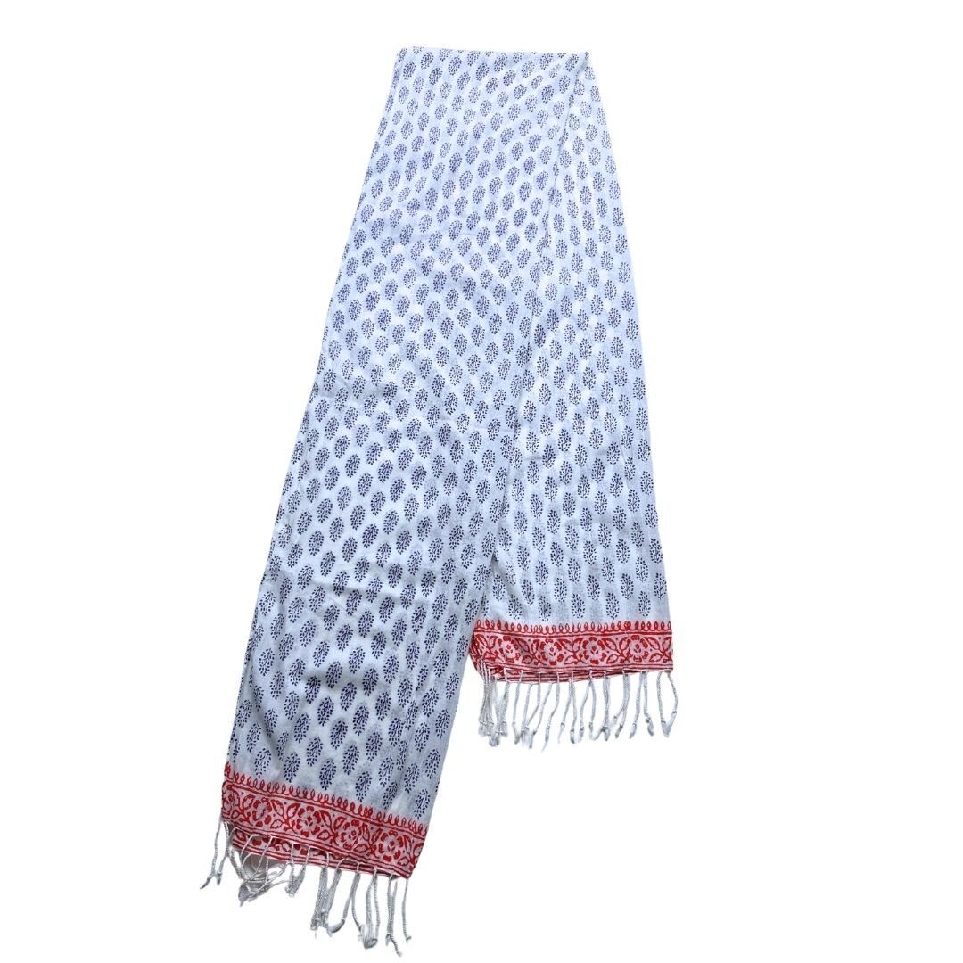 HARTFORD - Weißer Schal mit blauen und roten Mustern - Einheitsgröße