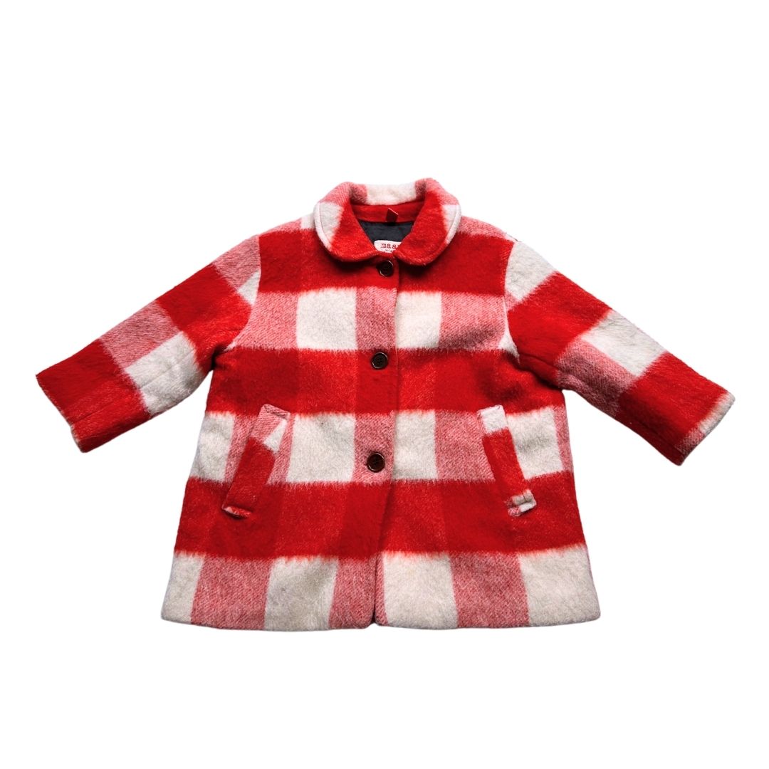 MAAN - Manteau en laine à carreaux rouge et blanc - 4 ans