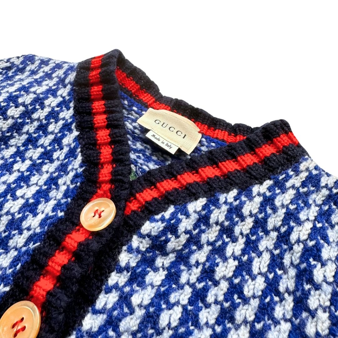 GUCCI - Ensemble bleu et blanc en laine et broderies dans le dos - 5 ans