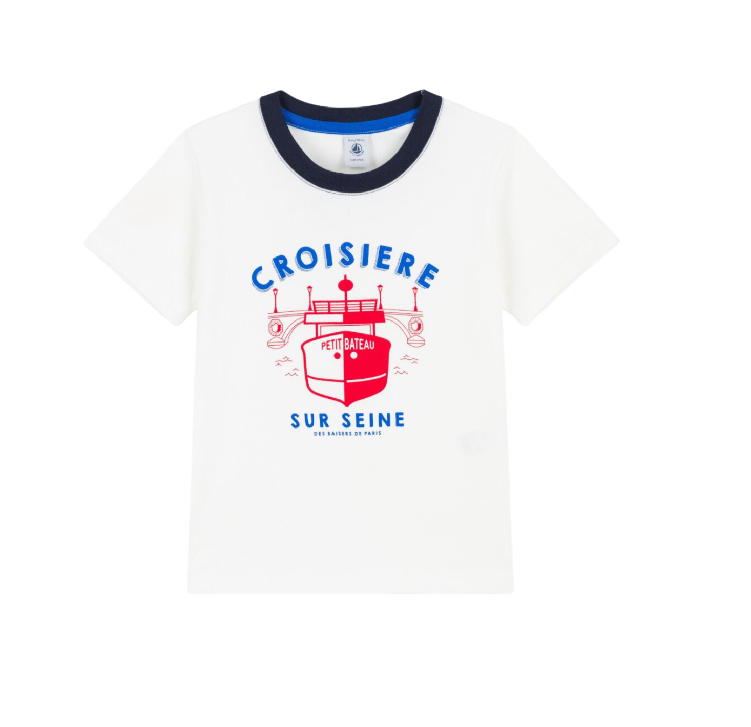 PETIT BATEAU - T-shirt blanc manches courtes « Croisière sur scène » - 4 ans
