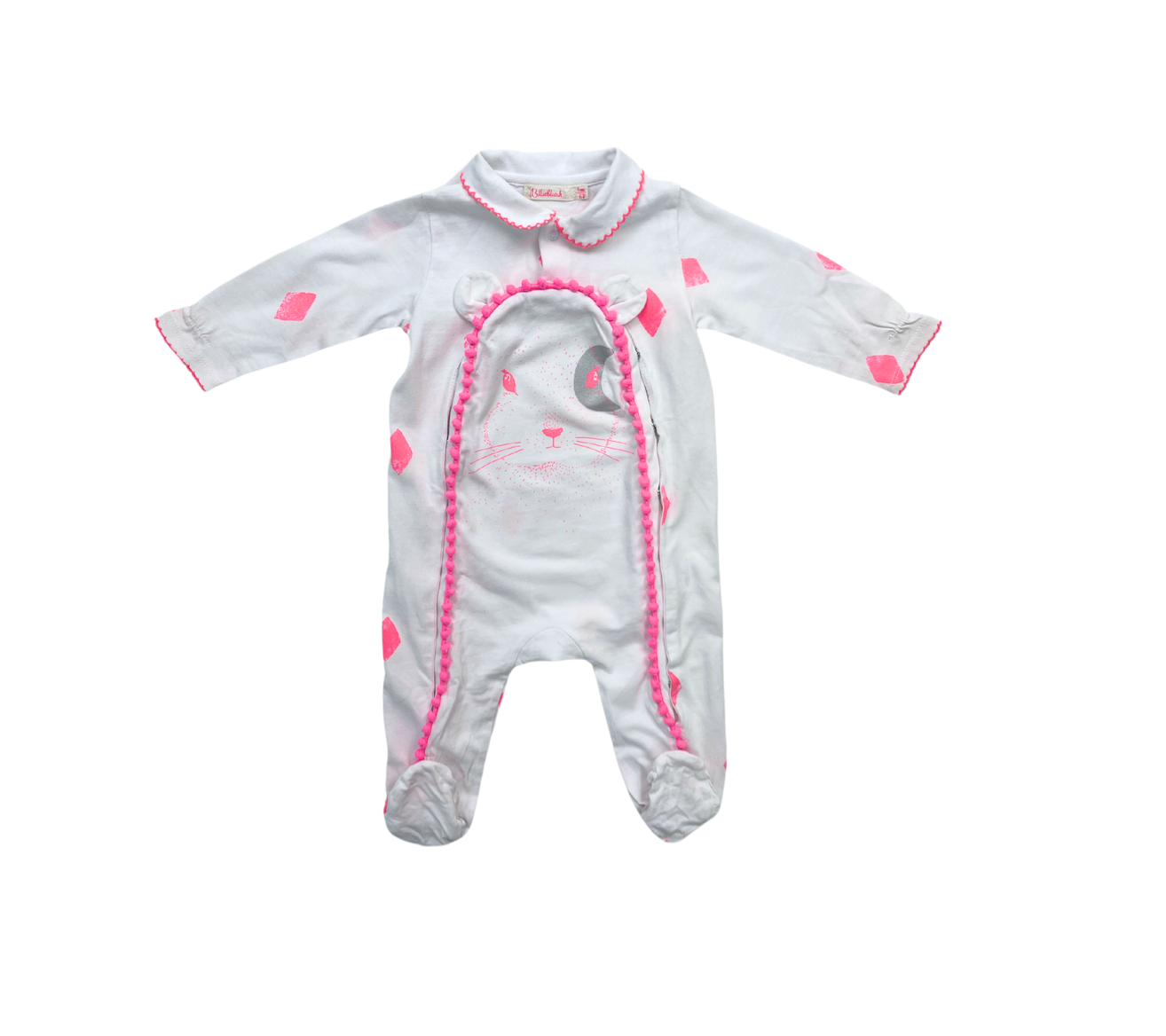 BILLIE BLUSH - Pyjama blanc détails roses - 6 mois