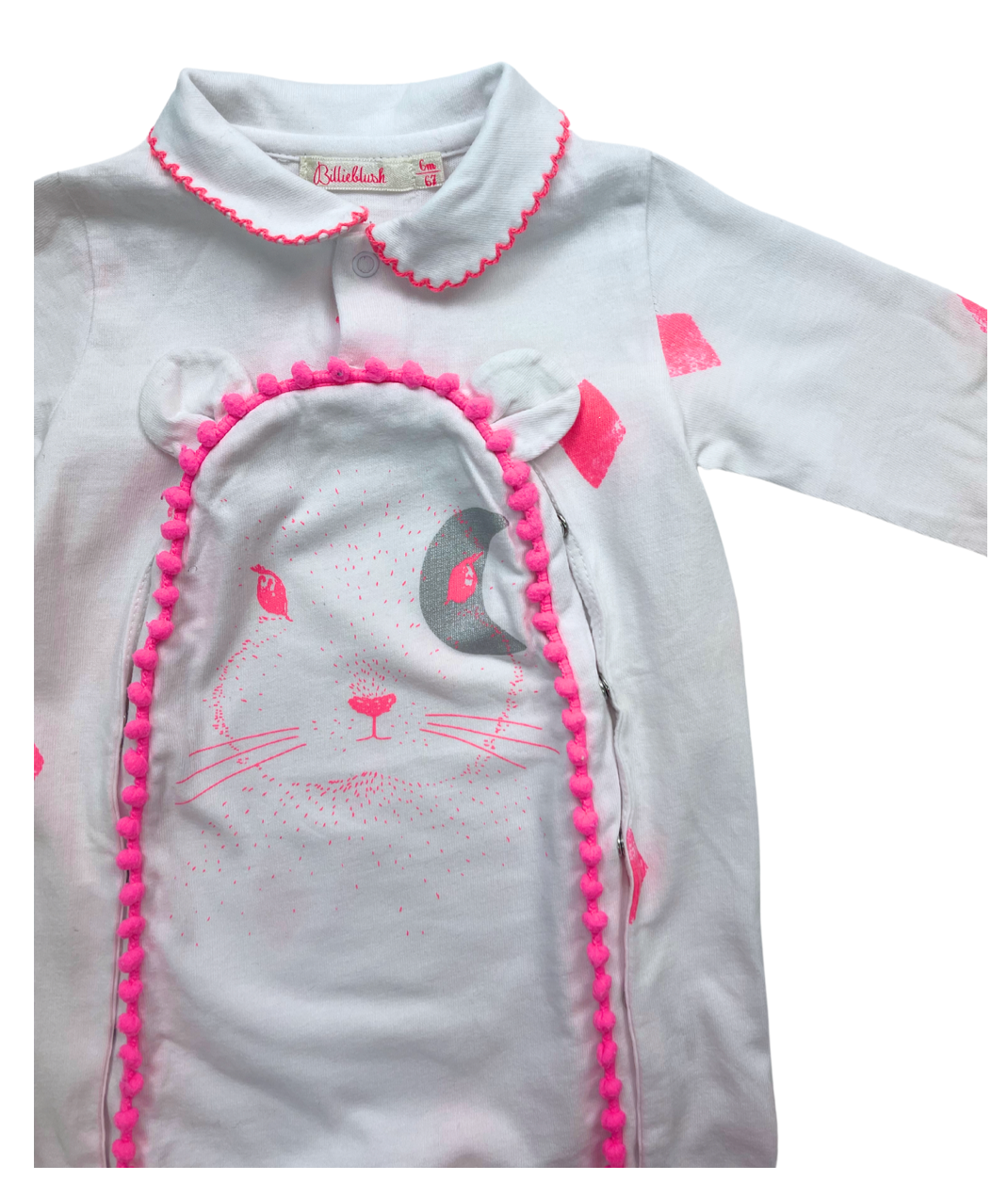 BILLIE BLUSH - Pyjama blanc détails roses - 6 mois
