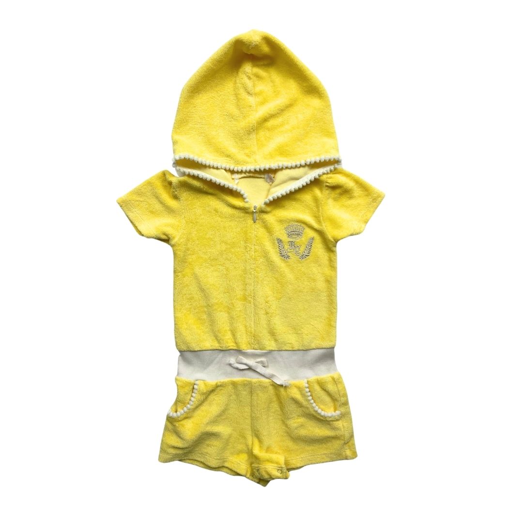 JUICY COUTURE - Combi-short à capuche jaune matière éponge - 18 mois