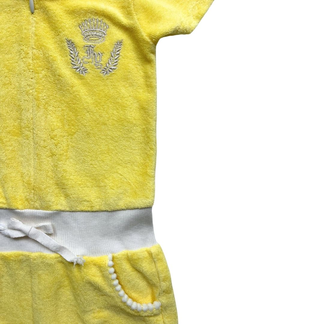 JUICY COUTURE - Combi-short à capuche jaune matière éponge - 18 mois