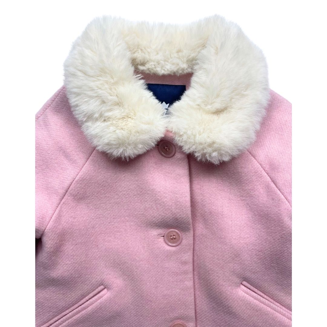 JACADI - Manteau rose en laine col fausse fourrure - 2 ans
