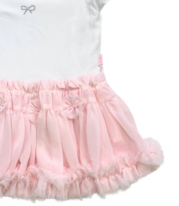 LILI GAUFRETTE - Ensemble robe bi-matière tulle rose et bloomer - 18 mois