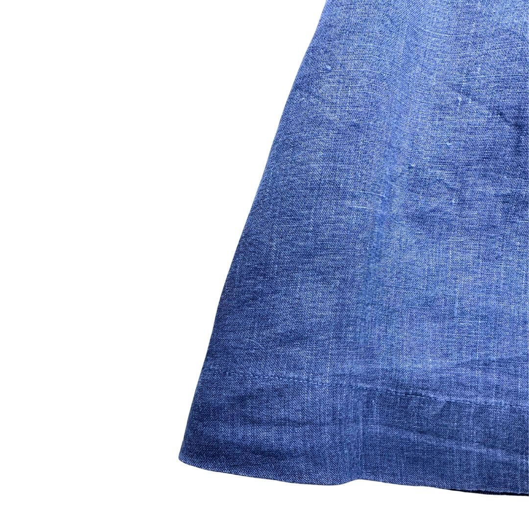 TARTINE &amp; CHOCOLAT - Blue linen dress with white embroidery - 2 years