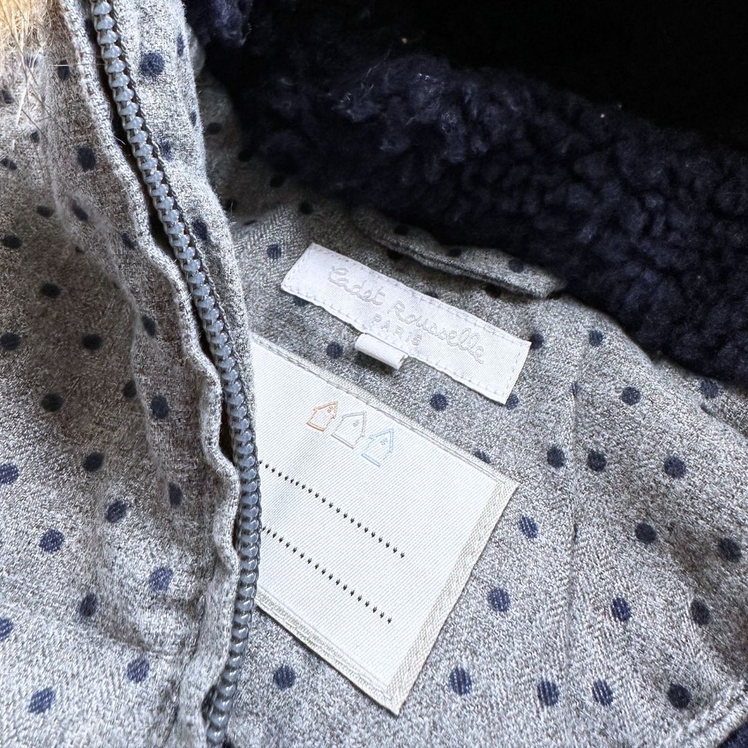 CADET ROUSSELLE - Parka grise à pois bleus - 2 ans