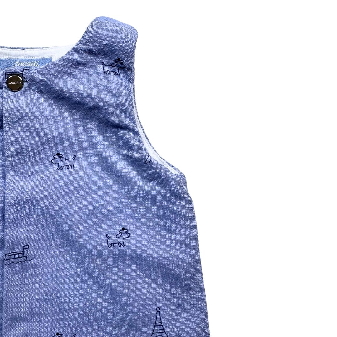 JACADI - Blue jumpsuit with prints - 3 months