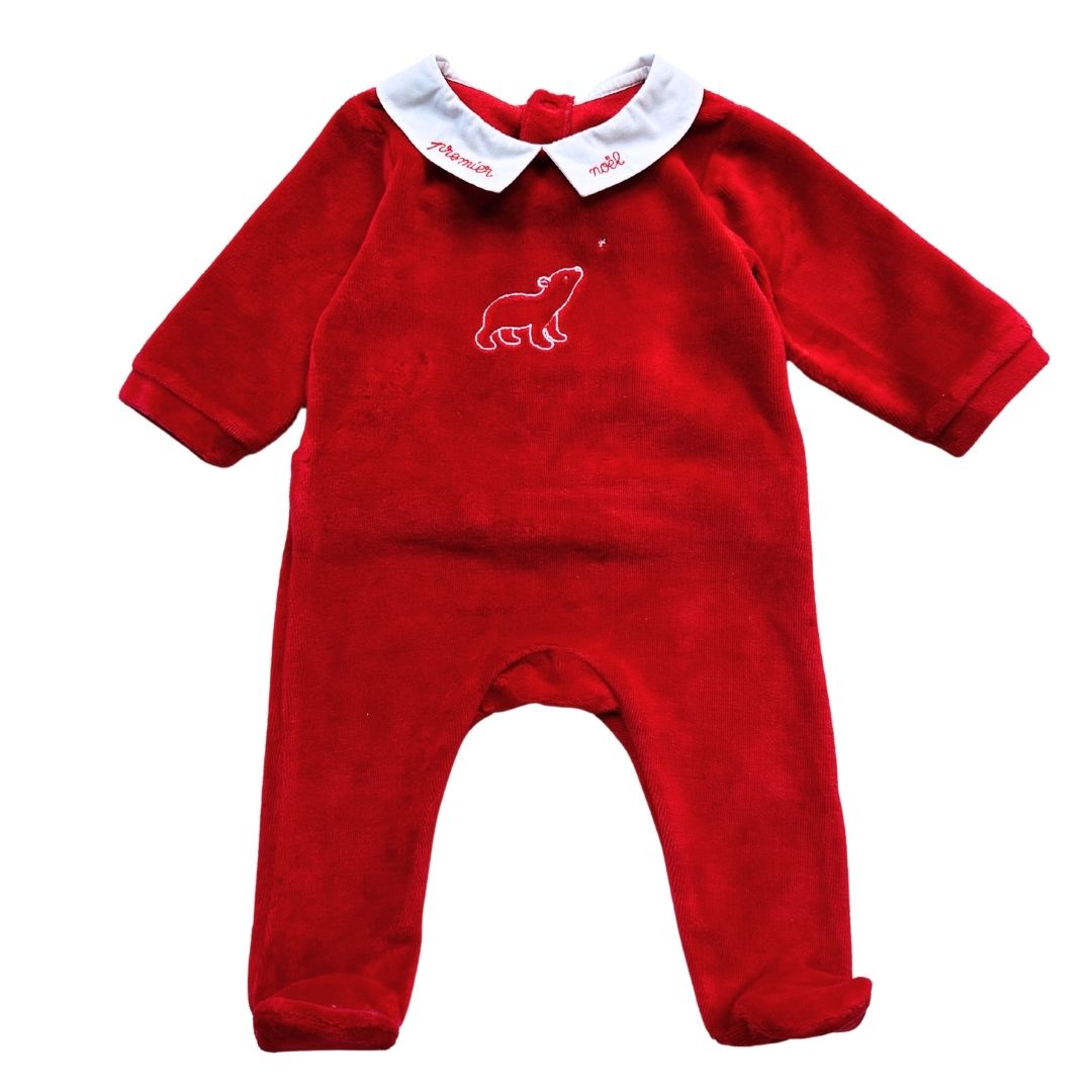 Jacadi - pyjama rouge avec broderies - 1 mois