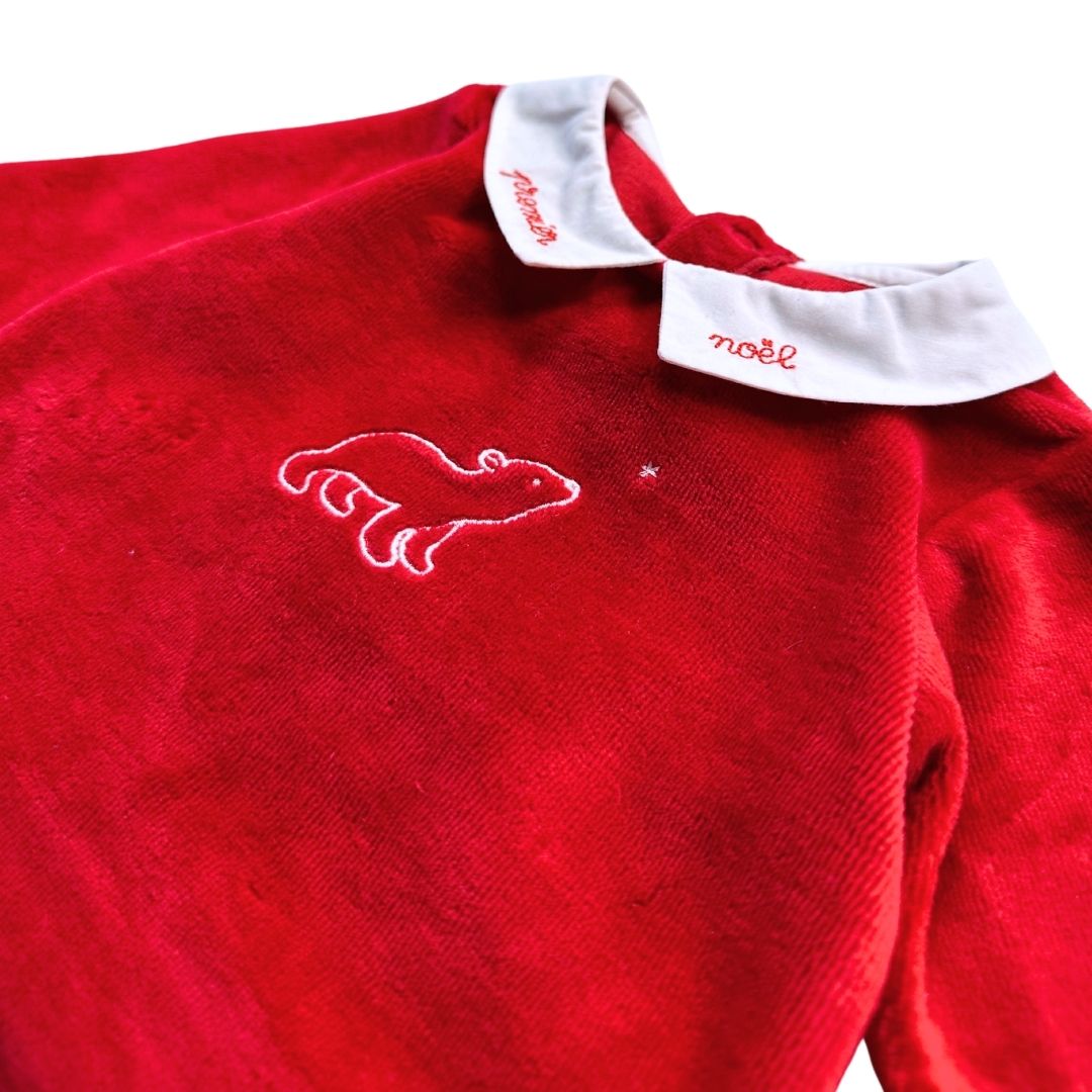 Jacadi - pyjama rouge avec broderies - 1 mois