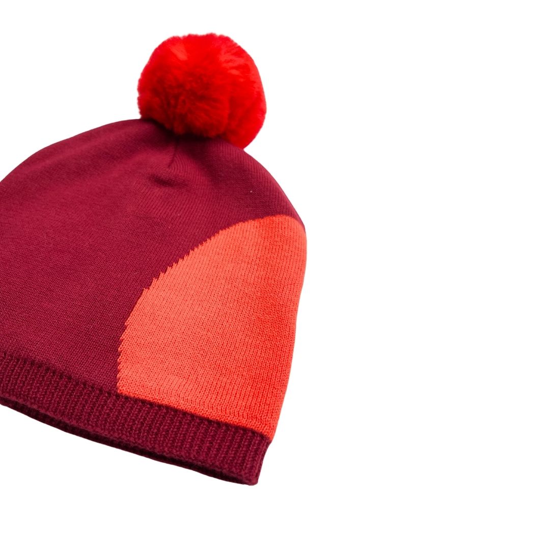 JACADI - Red pompom hat - 3 years old