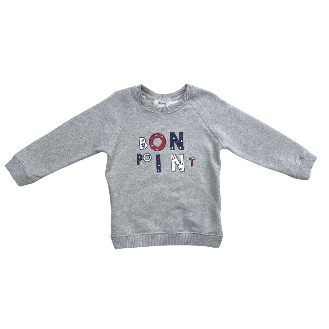 BONPOINT - Graues Sweatshirt mit gestickten Buchstaben - 4 Jahre