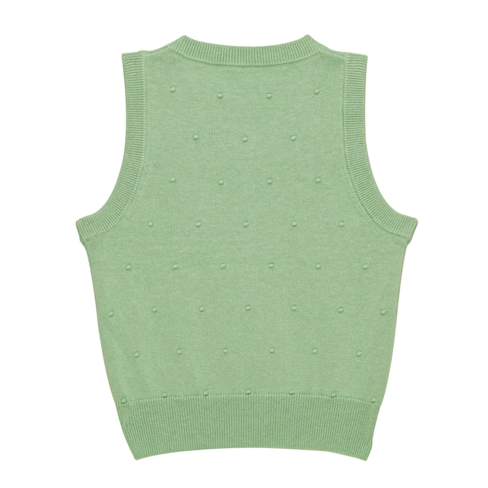 LITTLE HEDONIST -  Pull tricoté sans manches vert neuf