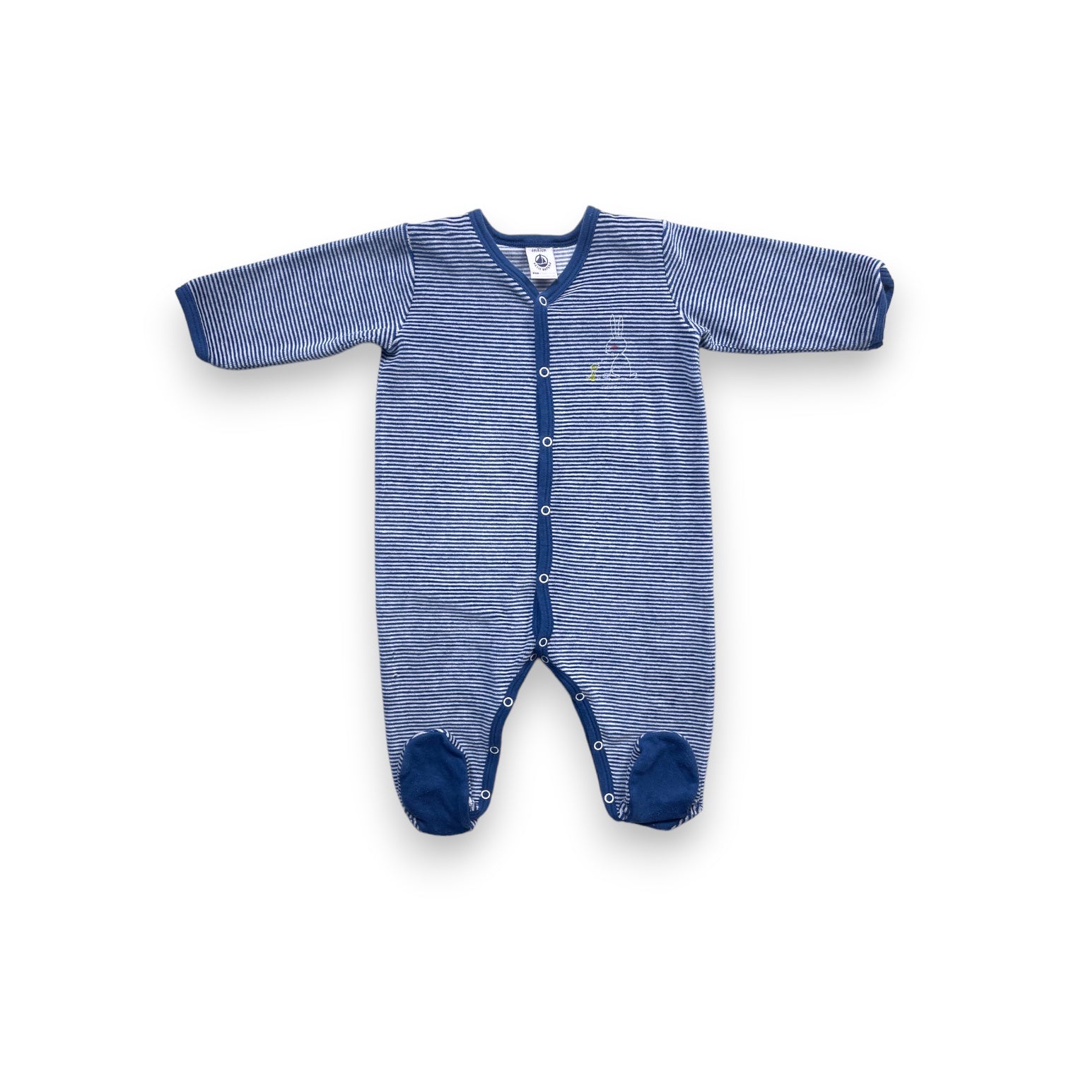 PETIT BATEAU - Pyjama à rayures blanc et bleu - 6 mois