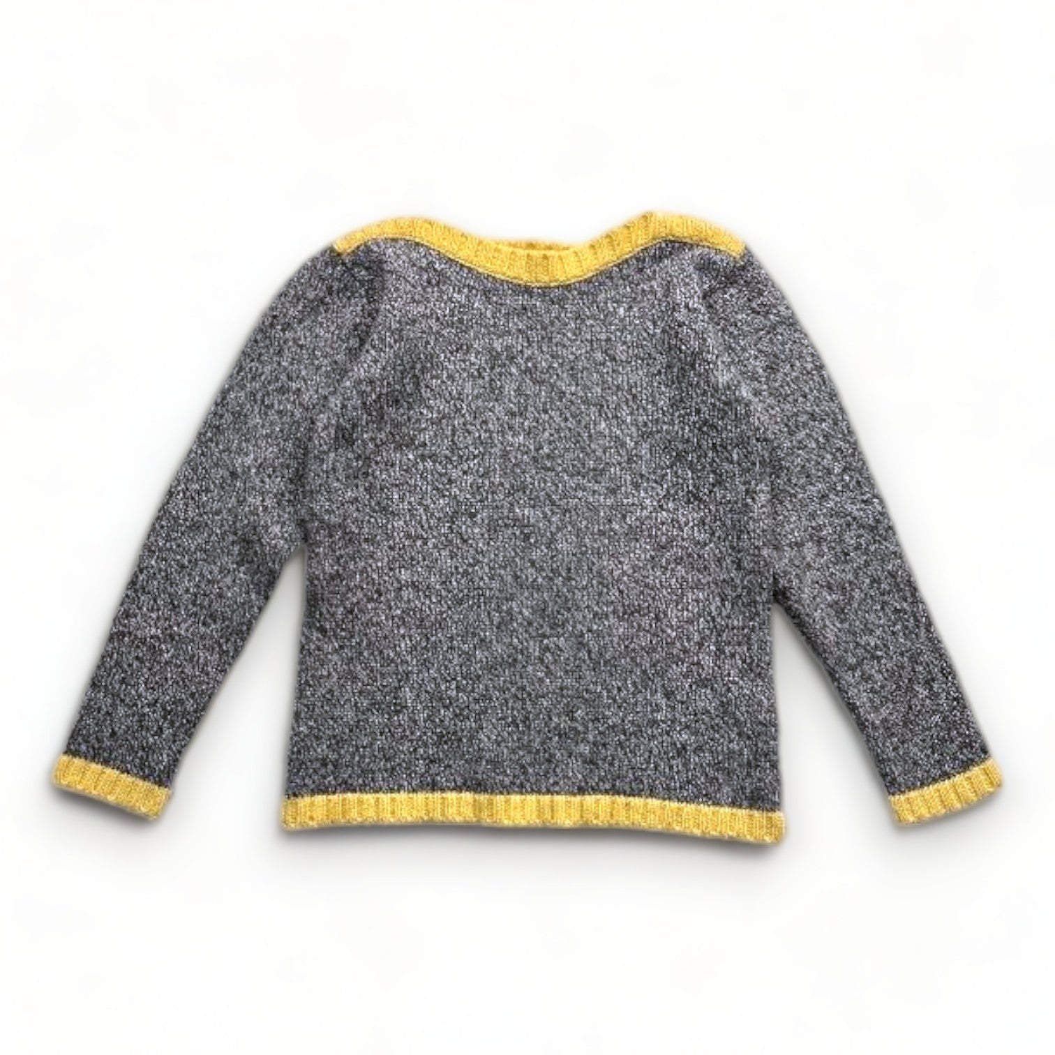 BONTON - Pull en laine gris et jaune - 10 ans