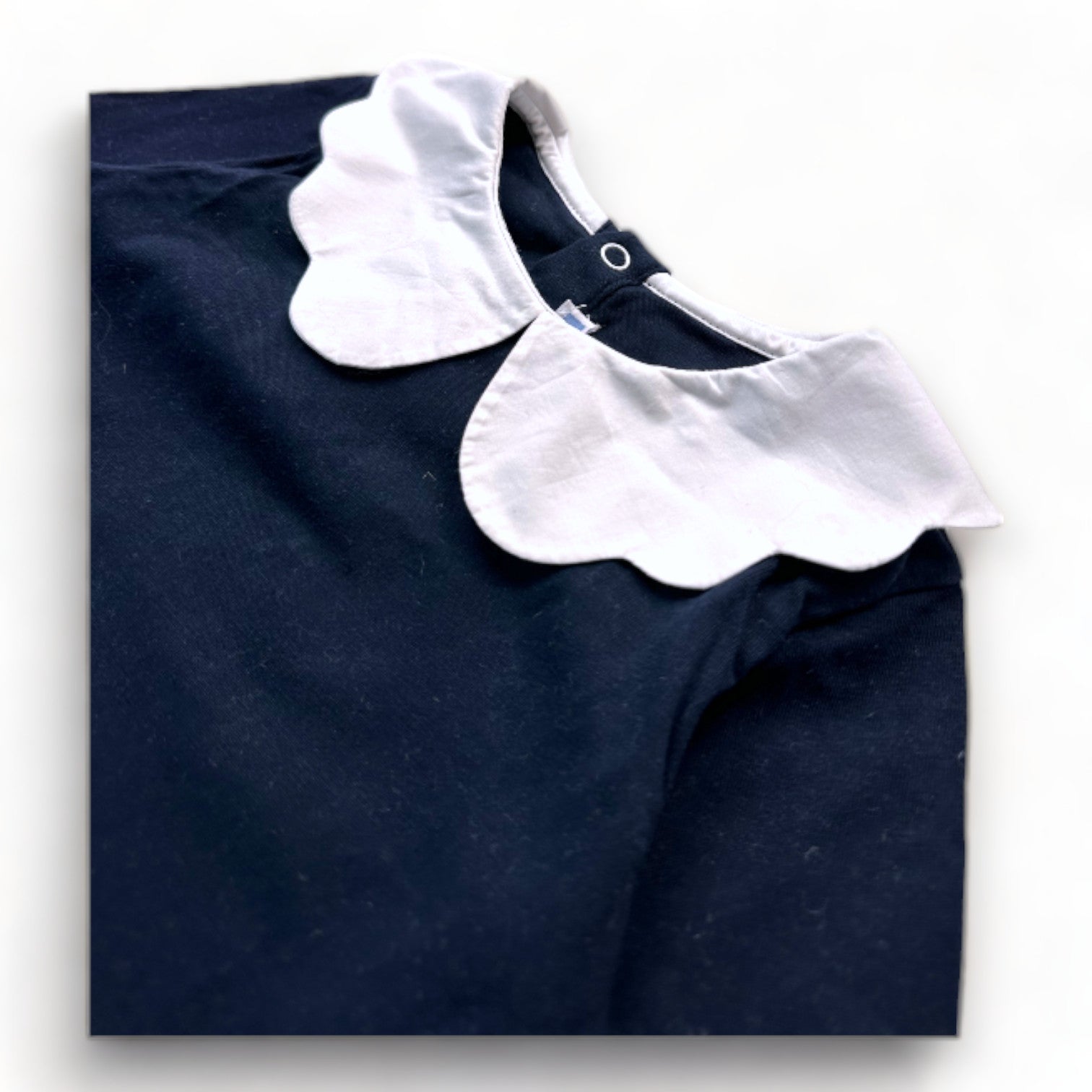 JACADI - T-shirt à manches longues bleu avec col blanc - 3 ans